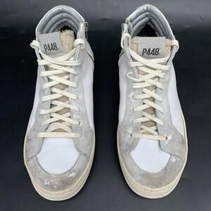 P448 Thea Mid Sneakers Gray White Sz 39 Or 9 Womens Slides